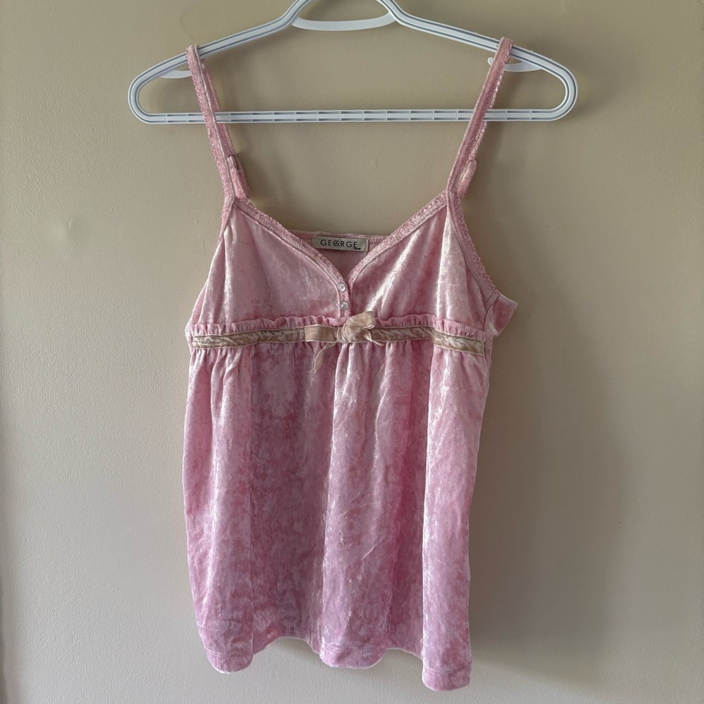 Vintage George Blush Velvet Top with Bow